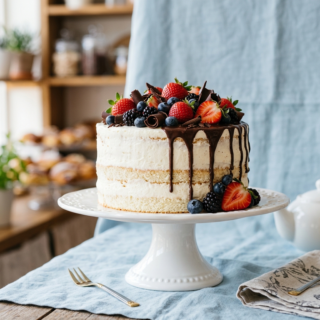 Torta con frutta fresca
